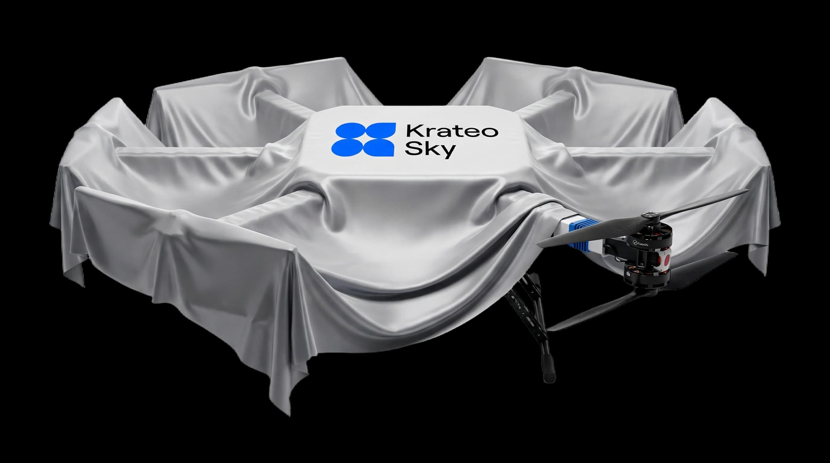 KrateoSky aerial platform concept view 2 — shrouded airframe and payload configuration