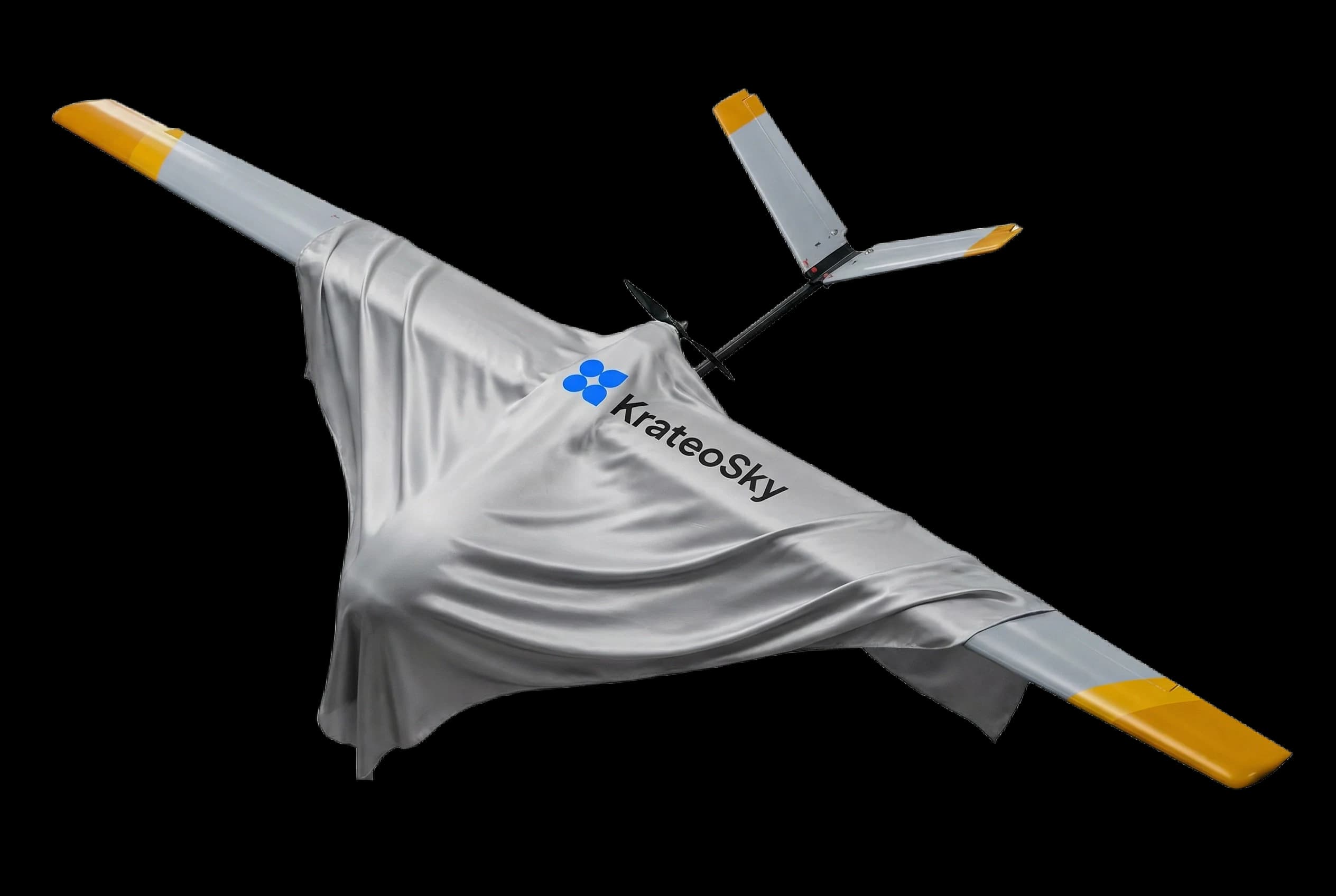 KrateoSky aerial platform concept view 4 — shrouded airframe and payload configuration